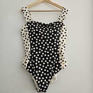 Lands' End Long Torso Square Neck High Leg One Piece Swimsuit Size 18L